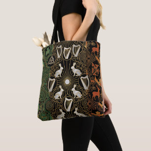 Art Deco Heritage Flag Ireland Custom Name Tote Bag