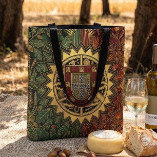 Art Deco Heritage Flag Portugal Custom Name Tote Bag