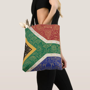 Art Deco Heritage Flag South Africa Custom Name Tote Bag
