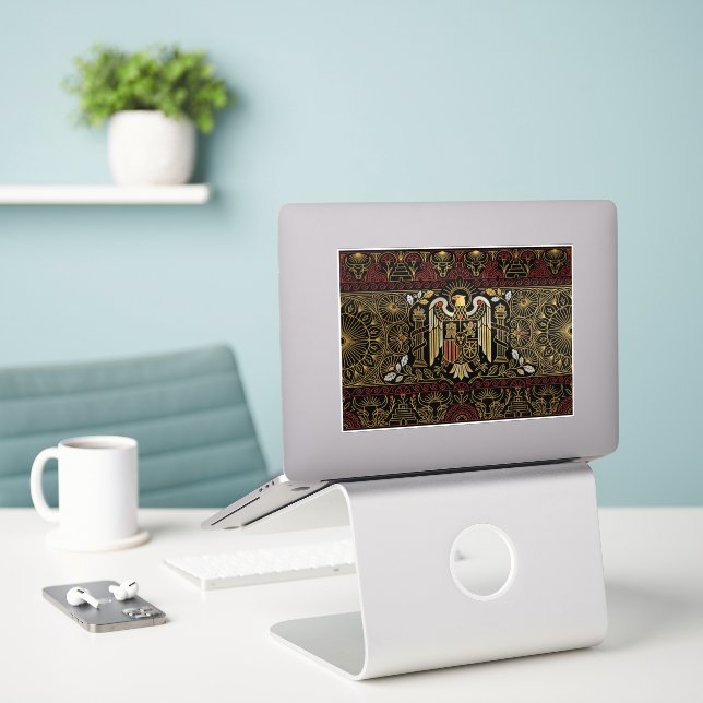 Art Deco Heritage Flag | Spain | Classic Decal (Laptop On Desk)