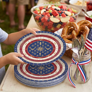 Art Deco Heritage Flag United States 1920s Style Paper Plate