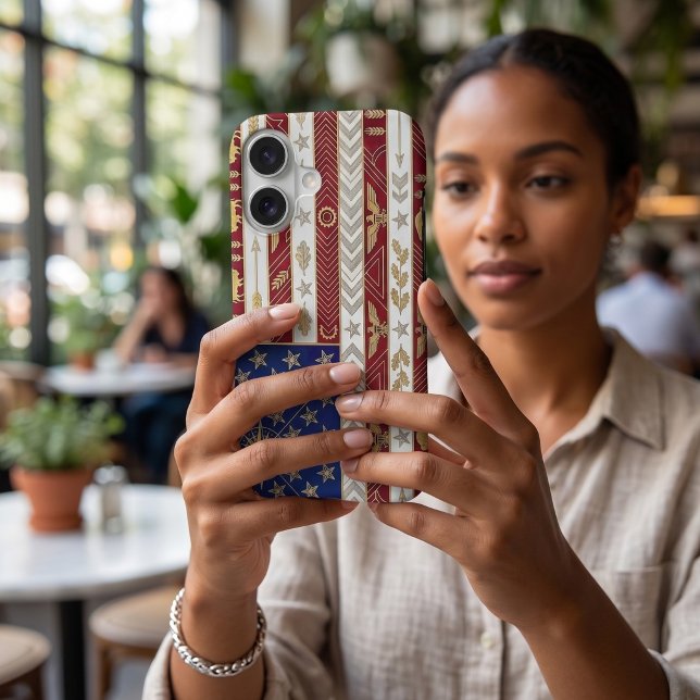 Art Deco Heritage Flag | United States iPhone Case (Lifestyle Shot)