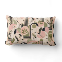 Art Deco Heron Throw Pillow