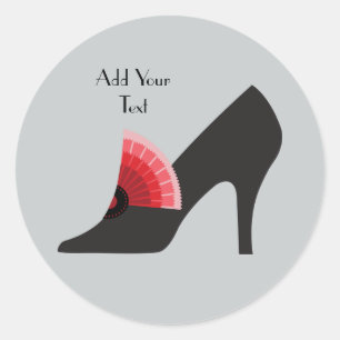 Art Deco High Heel Shoe Stickers in Red & Black