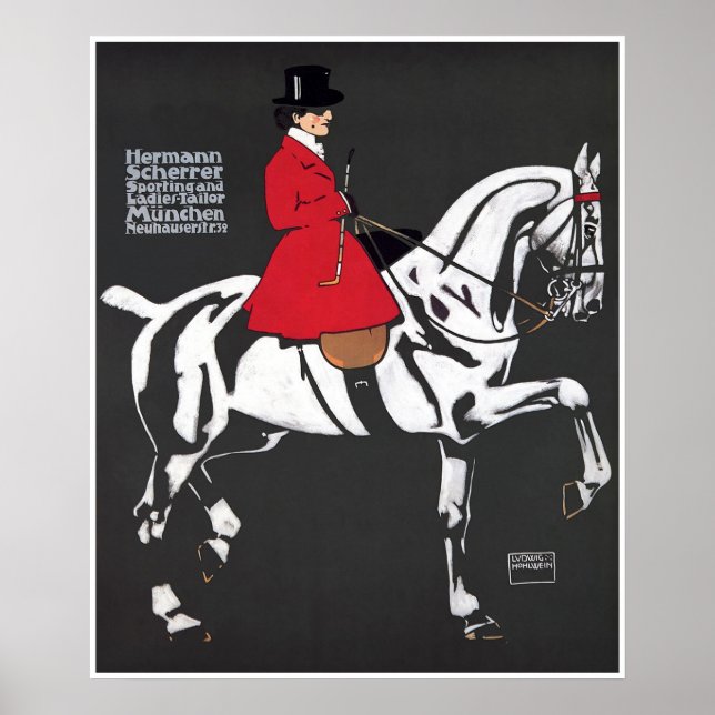 ART DECO HORSE and RIDER: Fine Art Poster (Front)