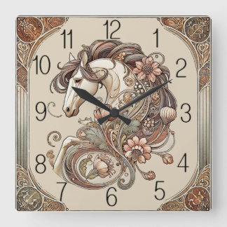 Art Deco Horse Square Wall Clock