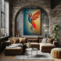 Art Deco Hummingbird Abstract Geometric Bird Wall