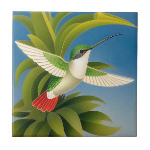 Art Deco Hummingbird Ceramic Tile