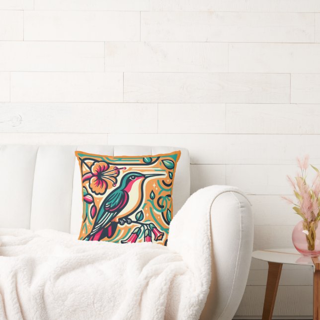 Art Deco Hummingbird  Cushion (Couch)