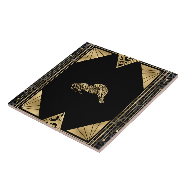 Art Deco I (black/gold)   Ceramic Tile (Side)