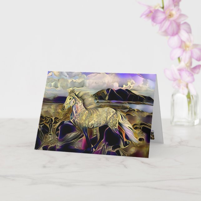 Art Deco Icelandic Horse Card (Orchid)
