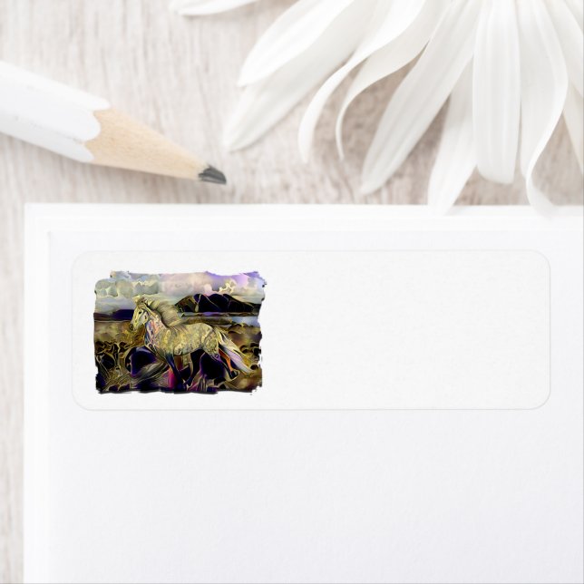 Art Deco Icelandic Horse Return Address Label (Insitu)