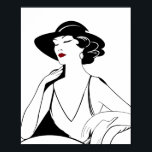 Art Deco Illustrated Glamourous Woman Poster<br><div class="desc">A beautiful,  original illustration of an Art Deco woman. Add elegance to your space with this stunning design.</div>