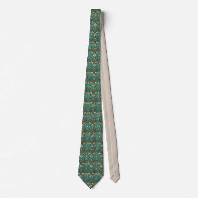 Art Deco In Blue And Gold Tie (Front)