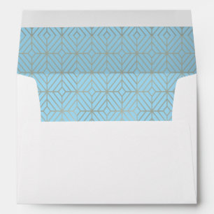Art Deco in Blue Turquoise and gold Envelope