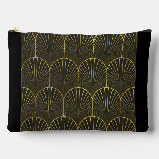 Art Deco In Gold And Black Accessory Pouch (Front)