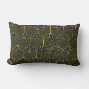 Art Deco In Gold And Black Lumbar Cushion