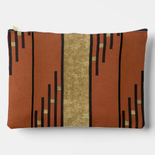 Art Deco In Gold And Tan Accessory Pouch
