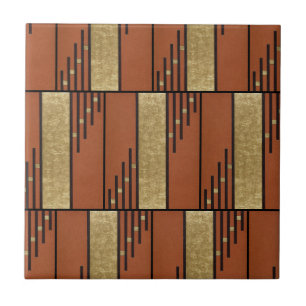 Art Deco In Gold And Tan Ceramic Tile