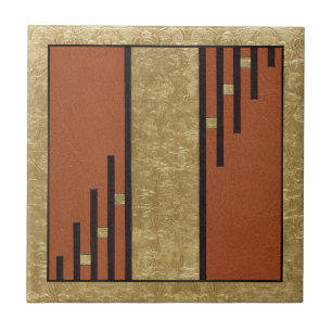 Art Deco In Gold And Tan Ceramic Tile