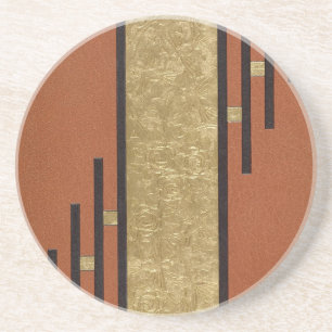 Art Deco In Gold And Tan Coaster