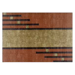 Art Deco In Gold And Tan Cutting Board