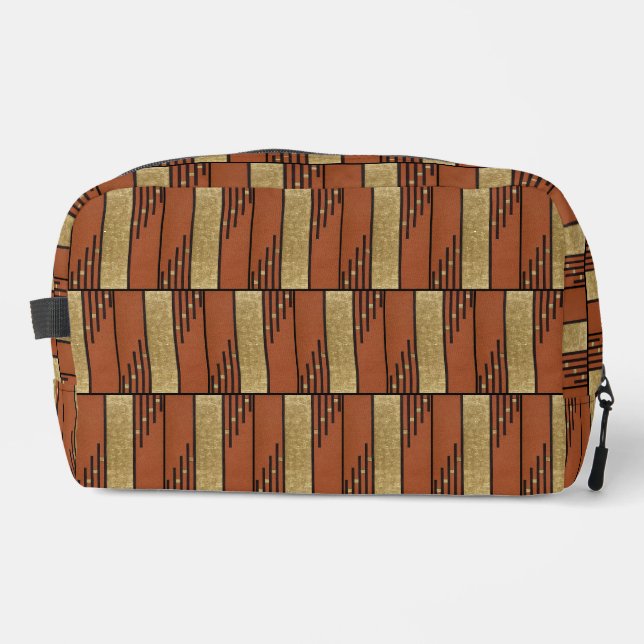 Art Deco In Gold And Tan Dopp Kit (Front)