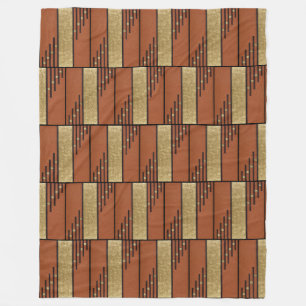 Art Deco In Gold And Tan Fleece Blanket