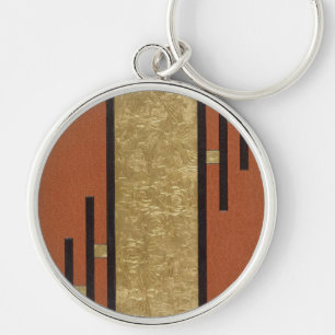 Art Deco In Gold And Tan Key Ring