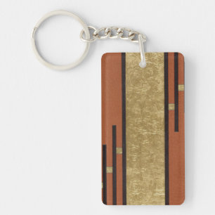 Art Deco In Gold And Tan Key Ring