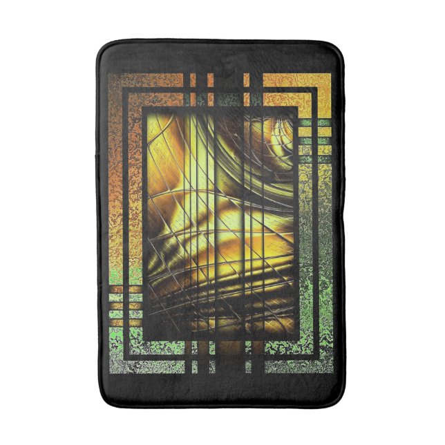 Art Deco In Green And Gold Bath Mat (Front Vertical)