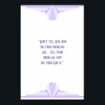 Art deco in lilac with a Christian quote Poster<br><div class="desc">A classic art deco pattern in lilac and purple,  with a Christian quote: “Don't tell God how big your problems are...  tell your problems how big your God is.”</div>