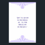 Art deco in lilac with a Christian quote Poster<br><div class="desc">A classic art deco pattern in lilac and purple,  with a Christian quote: “Don't tell God how big your problems are...  tell your problems how big your God is.”</div>