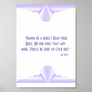 Art deco in lilace with a Christian quote Poster