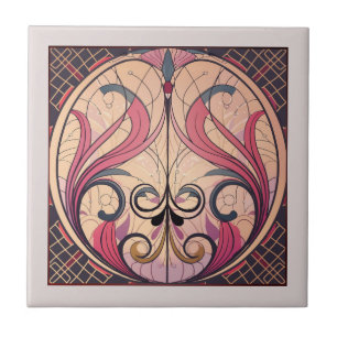 Art Deco In Pink And Beige Ceramic Tile