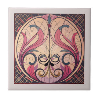 Art Deco In Pink And Beige Ceramic Tile