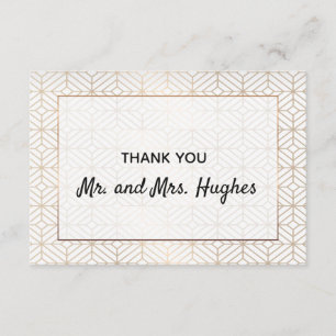 Art Deco in White and gold foil wedding thank you Card