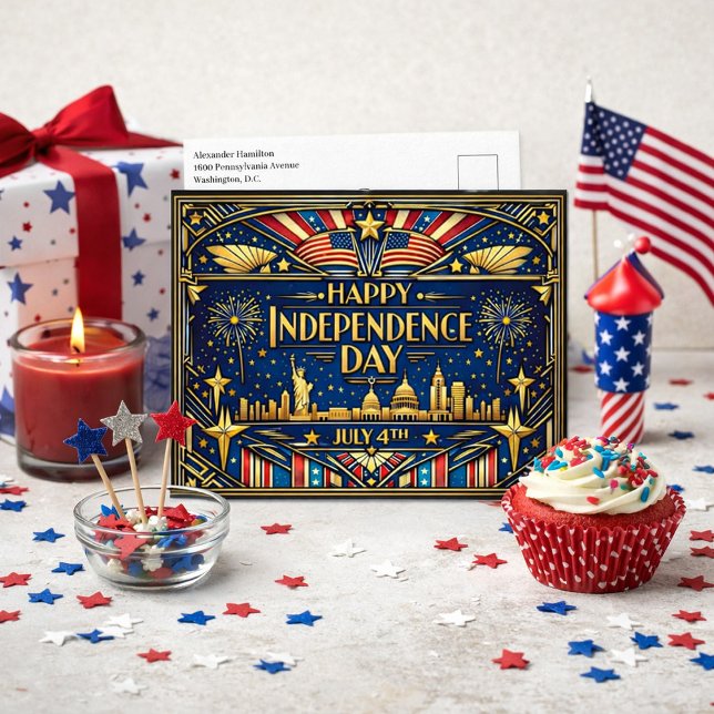 Art Deco Independence Day Patriotic Holiday Postcard (Creator Uploaded)
