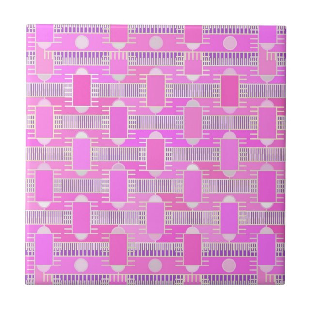 Art Deco industrial chic - pink, mauve Ceramic Tile (Front)