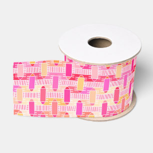 Art Deco industrial chic - pink, peach, gold Grosgrain Ribbon