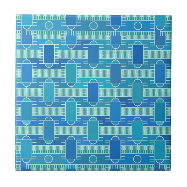 Art Deco industrial chic - soft blue Ceramic Tile (Front)
