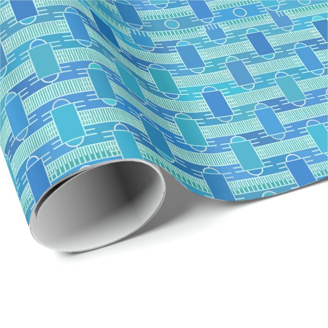 Art Deco industrial chic - soft blue Wrapping Paper (Roll Corner)