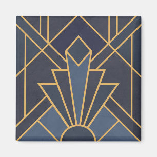 Art Deco inspiration in blue and gold Magnet