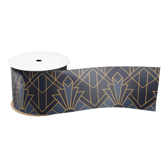 Art Deco inspiration in blue and gold Satin Ribbon (Spool)