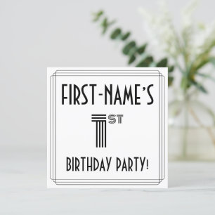 Art Deco Inspired 1st Birthday Party, Custom Name Invitation