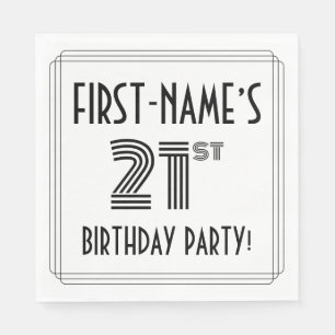 Art Deco Inspired 21st Birthday Party, Custom Name Napkin