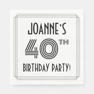 Art Deco Inspired 40th Birthday Party, Custom Name Napkin
