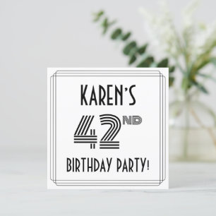 Art Deco Inspired 42nd Birthday Party, Custom Name Invitation