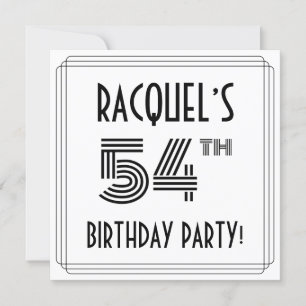 Art Deco Inspired 54th Birthday Party, Custom Name Invitation