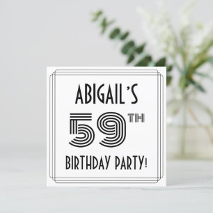 Art Deco Inspired 59th Birthday Party, Custom Name Invitation